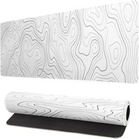 Alfombrilla de ratón para juegos blanca con contorno topográfico MIO, alfombrilla de escritorio grande XL, Base de goma antideslizante, líneas de mapa geográfico para interiores, MIO extendido