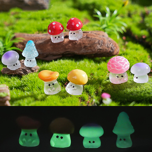 Miniatur bercahaya Resin Mini bercahaya Jamur Kerajinan patung untuk DIY peri terarium taman rumah boneka dekorasi akuarium - Product Image 1