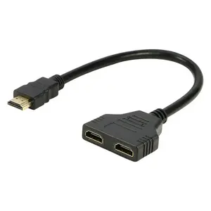 อะแดปเตอร์ HDMI 1 IN 2ออกตัวสลับ HDMI อะแดปเตอร์ HDTV ตัวผู้เป็นตัวเมียสายแปลง25ซมสายแยกสัญญาณ HDTV
