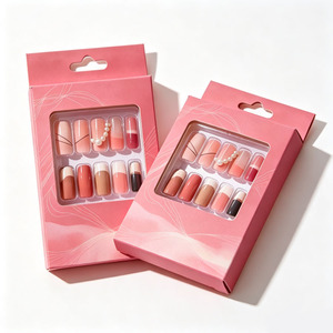 Boîte d'emballage personnalisée pour faux ongles, vente en gros, boîte en papier vide pour capsules d'ongles avec fenêtre et trou de suspension - Product Image 2