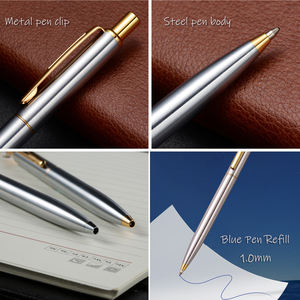 Bút bi màu bạc có kẹp kim loại xiên, thiết kế mới khá đẹp, bút click quảng cáo, ngòi viết 1.0mm - Product Image 5