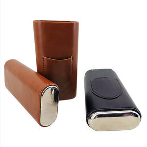 Estuche de Cuero para Cigarros, Humidor Portátil con Cortador de Cigarros Plateado, Accesorios para Fumar, Regalos Empresariales - Product Image 5