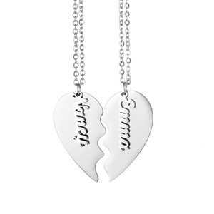Collar de Acero Inoxidable con Grabado de Carta de Amor Rota, Romántico para Parejas, Venta Caliente 2024, Oro Rosa, Día de San Valentín, Te Extraño - Product Image 1