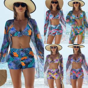 <span class=keywords><strong>Maillot</strong></span> <span class=keywords><strong>de</strong></span> <span class=keywords><strong>bain</strong></span> trois pièces pour femmes européennes et américaines 2025, bikini imprimé avec short <span class=keywords><strong>boxer</strong></span> - Product Image 1