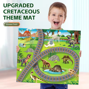 Set de 186 Piezas de Pista de Dinosaurios para Armar, Vehículo Eléctrico de Dinosaurios, Tapete de Juego No Tejido, Cubo de Almacenamiento, Set de Rieles de Dinosaurios - Product Image 3