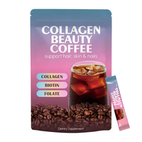 Collagène naturel en poudre de café BIOTIN, marque privée OEM, pour la croissance des cheveux et l'éclaircissement de la peau, 300g