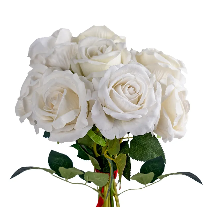 Lusiaflower Competitive Price Artificial Real Touch Flower Velvet Rose with High Quality for wedding