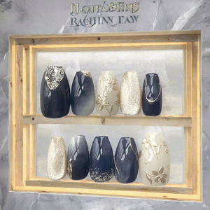 Lot de 24 faux ongles de luxe en ABS haut de gamme, motif Squoval, couvrance totale, style French moyen, à coller, pour salon et DIY - Product Image 2
