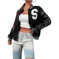 Fabricant OEM Manteau en chenille brodé en cuir imprimé StreetWear de baseball avec logo personnalisé pour les femmes Veste universitaire bombardier courte