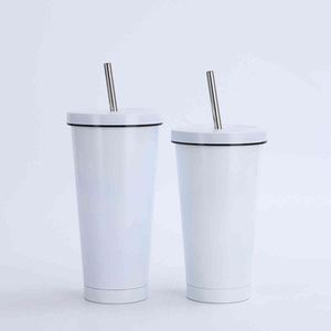 Stainless Steel Tumbler With Straw Double Wall Vacuum Insulated Travel <b>Cup</b> Minimalist Design 12-24 Hours Thermal Insulation - Product Image 6