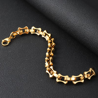 Vente chaude 18K plaqué or en acier inoxydable géométrique chaîne Bracelet Simple et résistant à la décoloration bijoux de mode accessoires pour hommes