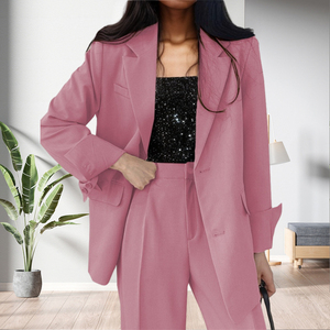 New Stock Arrival Solid Color Business Long Sleeve Loose Pants <b>Blazers</b> Suits Women Fashion - Product Image 4