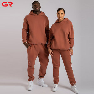 Oem Fabriek Unisex Katoenen Fleece Joggingbroek En Hoodie Set Met Zijzakken Op Maat Gemaakt Logo Geborduurd Losse Casual Gymkleding - Product Image 1