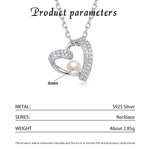 Collier pendentif en forme de cœur en nacre, argent S925, zircon cubique étincelant, bijoux fins et élégants, cadeau pour femmes - Product Image 6