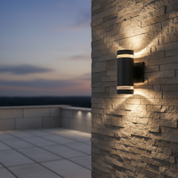 Lámpara de Pared LED Cuadrada y Cilíndrica de Aluminio para Exteriores, Moderna, Impermeable, de Color Negro, para Jardín, Villa, Porche
