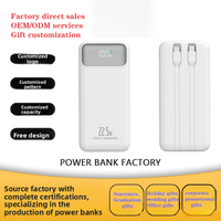 10000mAh Powerbank Tragbares Ladegerät 22,5W/18W PD QC Schnellladung LED-Anzeige Eingebaute Kabel mit Stecker Telefon-Reise-OEM-Geschenk
