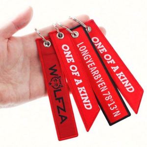 Llavero de tela personalizado superventas con bordado económico, llavero promocional tipo Jet Tag con mosquetón - Product Image 5