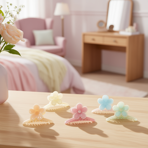 Fermaglio per capelli a forma di fiore a cinque petali, 2 pezzi per colore, colori pastello, accessori per capelli da donna - Product Image 2