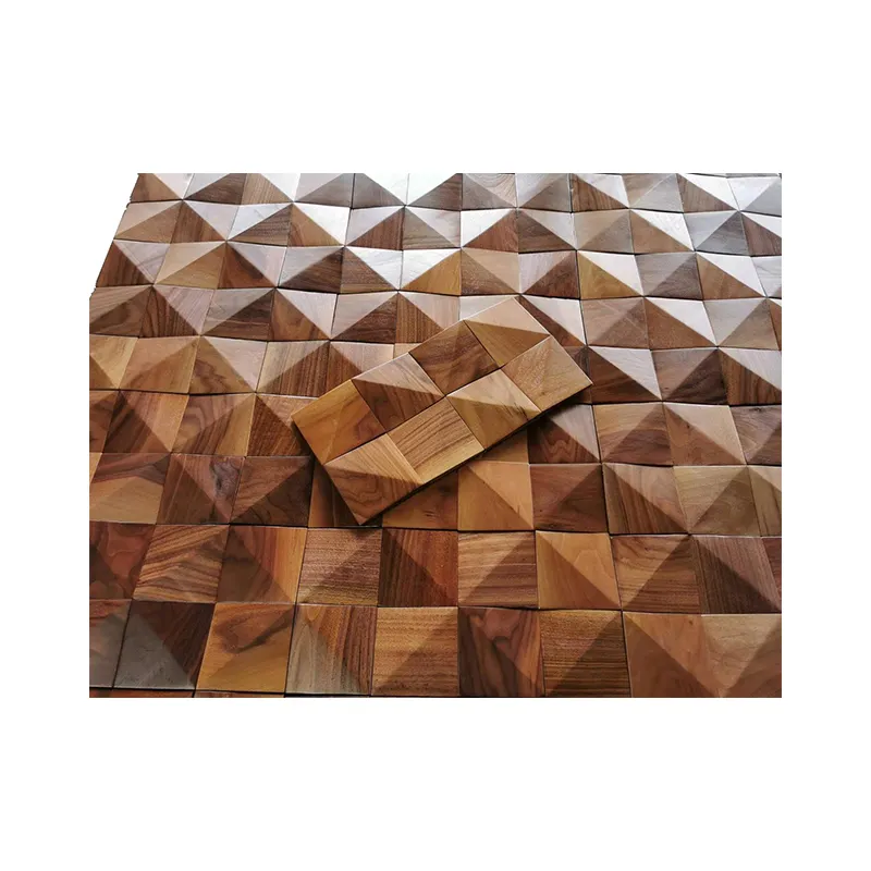 Apolloxy mosaik kayu padat, dekorasi Interior dinding Panel kayu mosaik seni Modern 3D