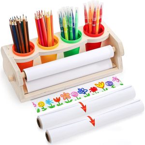 Wooden Desktop <b>Drawing</b> Paper <b>Storage</b> Rack With Pencil Holder For Kids Art Supplies And Kindergarten Painting Tools - Product Image 1