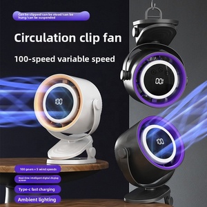 Hot Selling Portable USB Rechargeable Clip Fan Four-Speed LED Light Wireless Brushless Motor 1800mAh Battery Low Noise Camping - Product Image 5