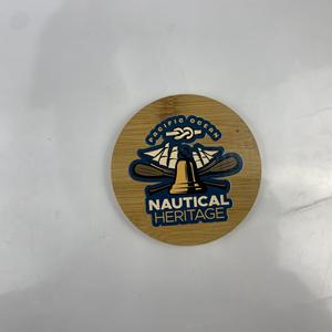 Sous-verre rond en bambou, Héritage Nautique de l'Océan Pacifique, impression numérique, revêtement UV, article promotionnel écologique - Product Image 1
