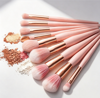 Lot de 10 pinceaux de maquillage complets pour le visage et les yeux avec sac de transport – Collection de pinceaux pour fond de teint, contour, anticernes et fard à paupières