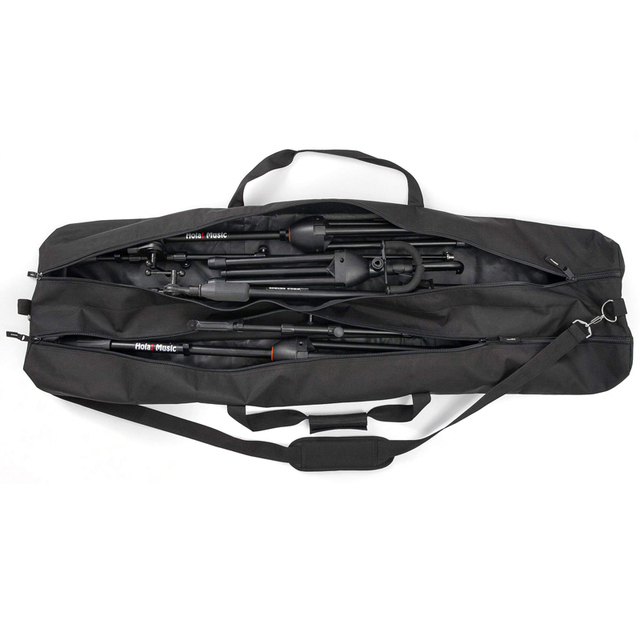 Dual-Compartment Gig Tote Padded Speaker Microphone Stand Carrying Case Water-Resistant Nylon with Shoulder Strap for Stage