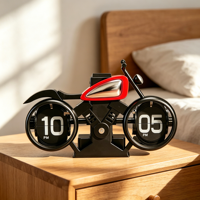Horloge à bascule créative pour moto, horloge de table de style locomotive rétro, ornement de décoration intérieure unique