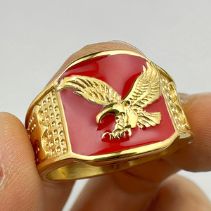 Bague d'affaires créative pour femme <span class=keywords><strong>en</strong></span> cuivre plaqué résine, motif Aigle ailé doré, polyvalente, best-seller transfrontalier - Product Image 2