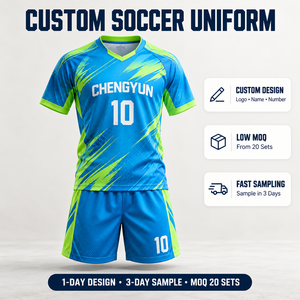ชุดฟุตบอลแบบสั่งทำพิเศษสำหรับเด็กชายและเด็กหญิง <span class=keywords><strong>เสื้อ</strong></span>และกางเกงขาสั้นสำหรับทีม - Product Image 1