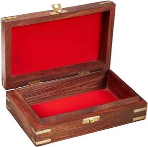 Boîte de rangement en bois avec couvercle Boîte de rangement en bois massif Table décorative Grand style rustique lisse rectangulaire pour organiser les cosmétiques - Product Image 2