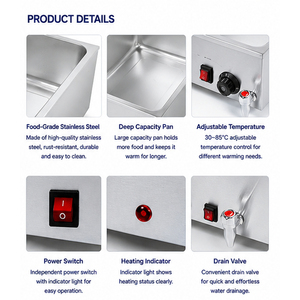 Bain-marie professionnel en acier inoxydable avec drain, chauffe-plats électrique pour hôtels, buffets et restaurants - Product Image 5