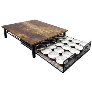 Organisateur de dosettes à café Oniya 35 emplacements en bois et métal, gain de place, <span class=keywords><strong>tiroir</strong></span> porte-dosettes pour accessoires de table de cuisine et décoration - Product Image 1