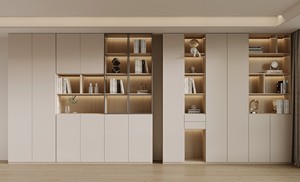 Libreria Modulare in Legno Massello Minimalista Moderna e Unità di Stoccaggio, Armadio a <span class=keywords><strong>Parete</strong></span> Intera e Unità Autoportante per lo Studio - Product Image 4