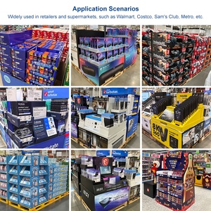 Présentoir de sol promotionnel <span class=keywords><strong>en</strong></span> carton pour supermarché, club, magasin, vente <span class=keywords><strong>en</strong></span> <span class=keywords><strong>gros</strong></span>, personnalisé, POP 3 faces, pour demi-palette - Product Image 6