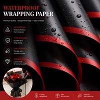 Kertas Pembungkus Bunga Matte Anti Air PE Dua Sisi Premium Tahan Minyak |   Desain Hitam Merah yang Elegan |   untuk Buket Bunga Mewah |
