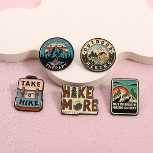 Hiking Enamel <b>Pins</b> Outdoor Adventure Metal Brooches custom design enamel <b>hat</b> <b>pins</b> - Product Image 1