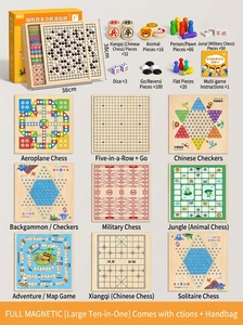 Tablero de Ajedrez Magnético de Madera Multifuncional Educativo con Go, <span class=keywords><strong>Ludo</strong></span>, Damas y Ajedrez Chino, con Caja de Color Go - Product Image 5