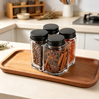 Pot à épices carré en verre transparent de 10 oz avec couvercle métallique, idéal pour les noix, les légumineuses, les herbes et les assaisonnements – Fournisseur d'usine