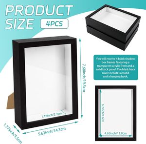 Marco de Fotos Personalizado en MDF Color Negro, Blanco o Nogal, Profundidad de 3CM, 5CM, 8x8, 12x12, 16x16 Pulgadas, A3, A4, para Arte de Pared, Marco de Fotos con Caja de Sombra - Product Image 2