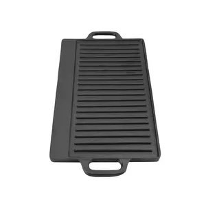 Cast Iron <strong>Grill</strong> <strong>Pan</strong> <strong>Grill</strong> Griddle <strong>Pan</strong> Rectangular Double Sided Ridged Flat Baking Cooking Tray Bakeware From Mainland China - Product Image 3