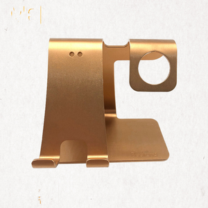 Cnc Machined Aluminum <b>Phone</b> Stand Gold Color Metal Bracket For Desk Use - Product Image 1