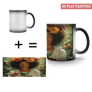 Sublimation Heat Changing Mug Frosted Black 11oz <b>Ceramic</b> DIY Blank <b>Cup</b> - Product Image 4