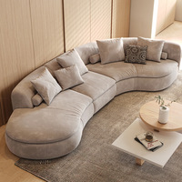 Neues modernes minimalistisches cremefarbenes Luxus-Stoffsofa mit geschwungener Form, Wabi-Sabi-Stil, unregelmäßiges Sofaset für das Wohnzimmer