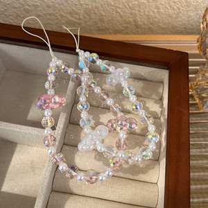 Corde anti-perte lanière acrylique cristal perle nuages perlé <span class=keywords><strong>chaîne</strong></span> de <span class=keywords><strong>téléphone</strong></span> portable pour les femmes <span class=keywords><strong>téléphone</strong></span> breloque sangle lanière bijoux - Product Image 4