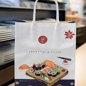 Bolsas de Papel Kraft Reciclado Ecológicas para Llevar Comida, Pizza, Sushi y Ensaladas, Impresas en Flexografía con Asas Retorcidas - Product Image 3