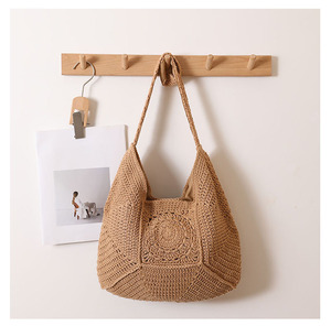 Bolso <span class=keywords><strong>de</strong></span> hombro <span class=keywords><strong>de</strong></span> algodón tejido <span class=keywords><strong>de</strong></span> gran capacidad estilo INS <span class=keywords><strong>de</strong></span> <span class=keywords><strong>verano</strong></span> tejido <span class=keywords><strong>abuela</strong></span> rejilla flor vacaciones playa compras bolsa <span class=keywords><strong>de</strong></span> viaje - Product Image 3