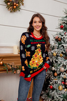 Pull de Noël en gros personnalisé dames arbre de Noël pull décontracté chaud à manches longues dames pull de Noël pour dame