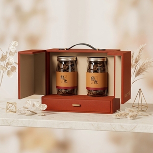 Elegante Caja de Regalo de Cuero Ecológica, Caja de Embalaje de Doble Puerta de Alta Gama, Caja para Regalos de Navidad, Pasteles de Luna, Chocolate y Champañ<span class=keywords><strong>a</strong></span> - Product Image 1